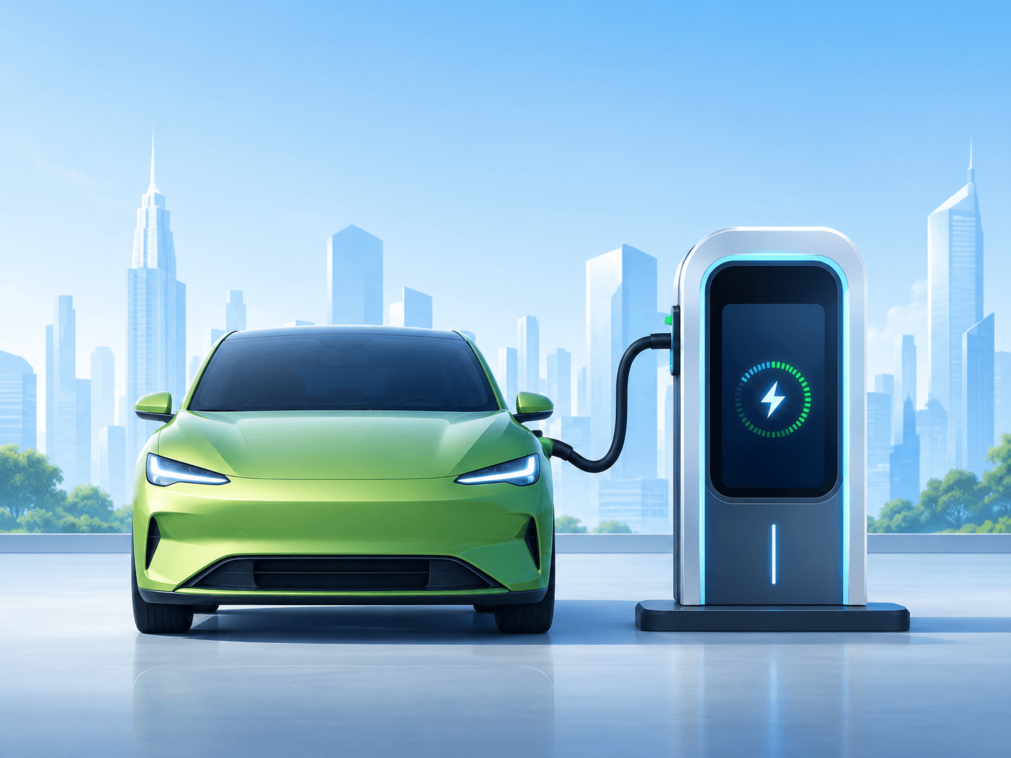 EV charging station franchise illustration